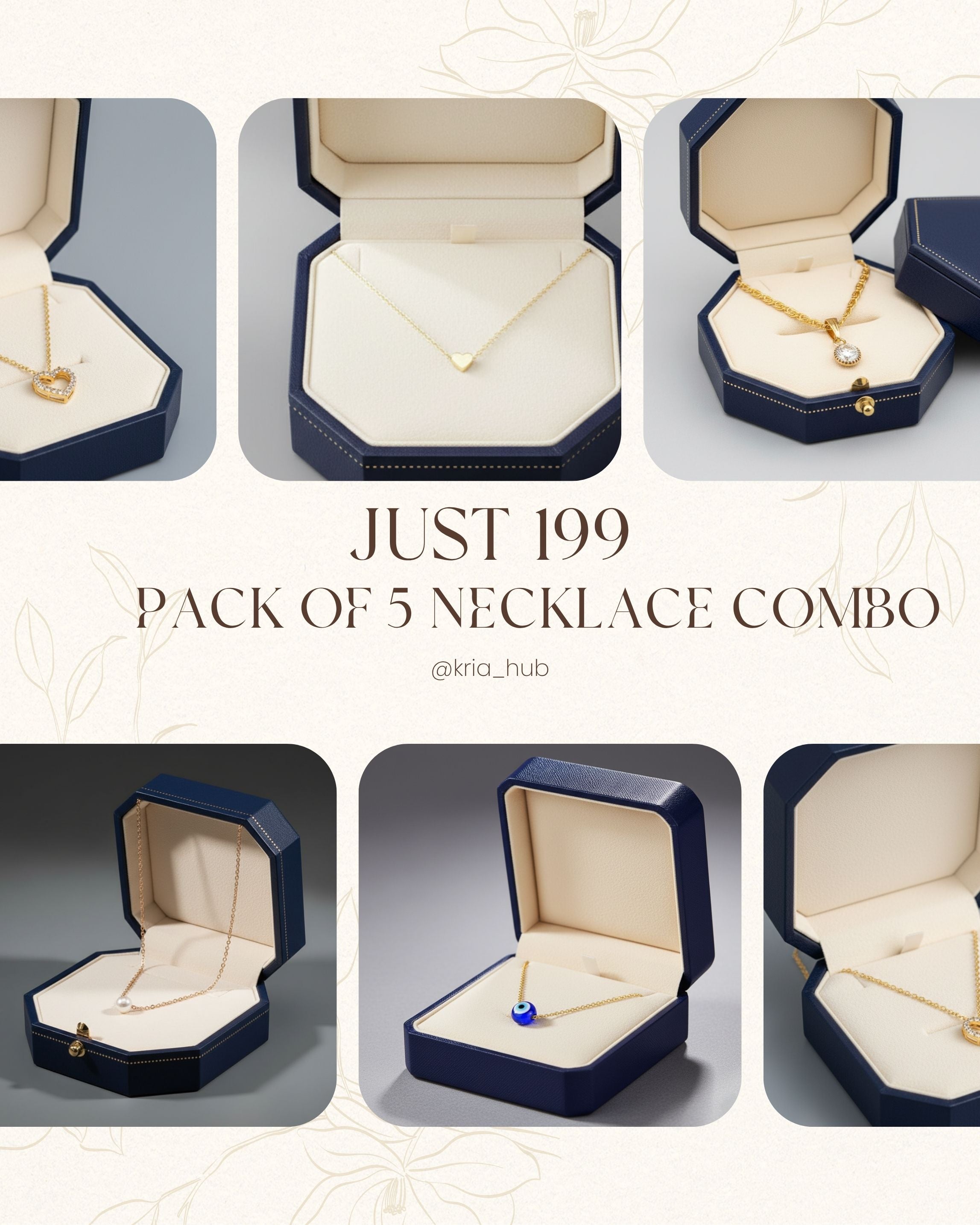 Combo of 5 Traditional Daily Wear Necklace and Chain for Women and Girls Divine Dazzle