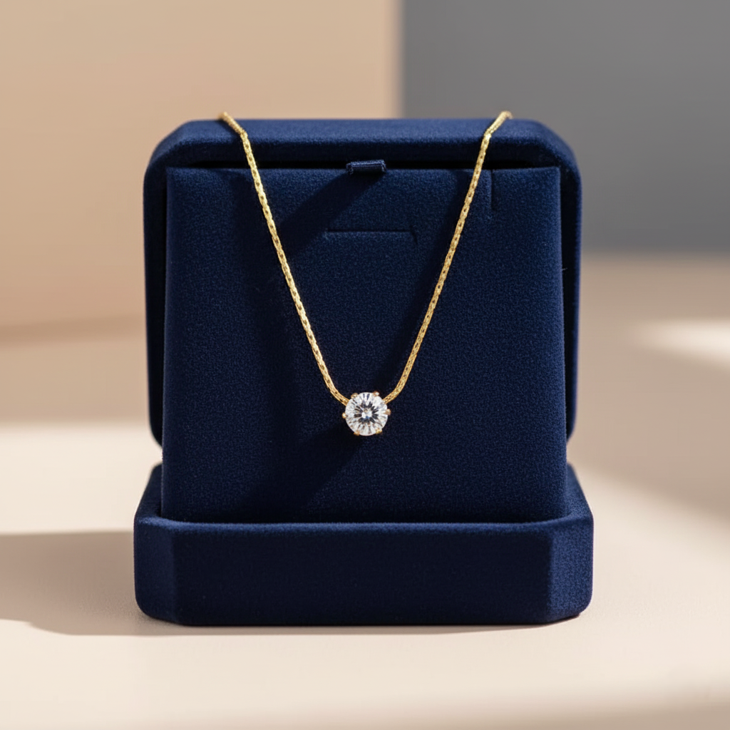 American Diamond Boll Pendant Short Chain For Women's and Girl's